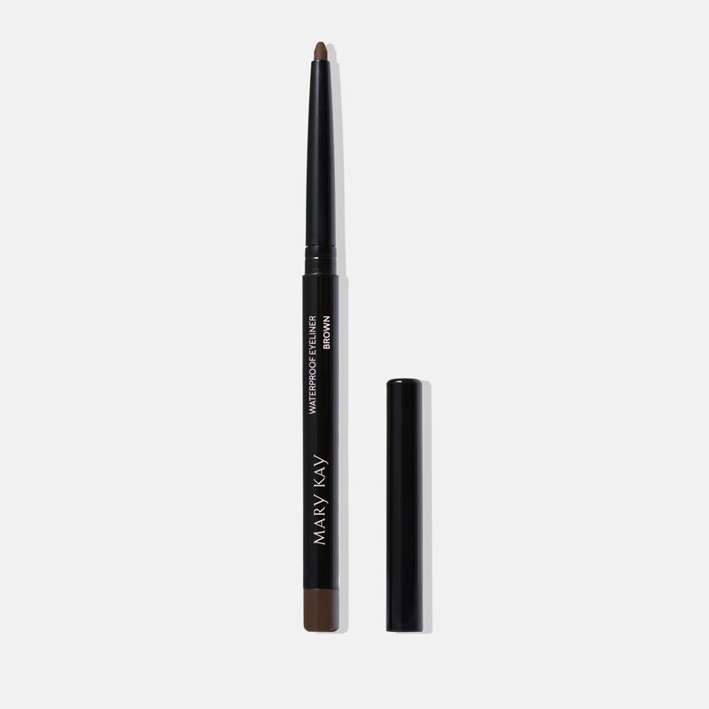 Uncapped Mary Kay Waterproof Eyeliner in Brown against plain background